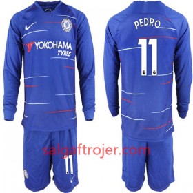 Chelsea Fodboldtrøjer Pedro 11 Børn Hjemmebanesæt 2018/19 Langærmet